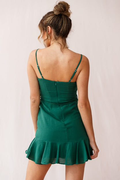 Hart Flowy Chiffon Mini Dress Forest Green