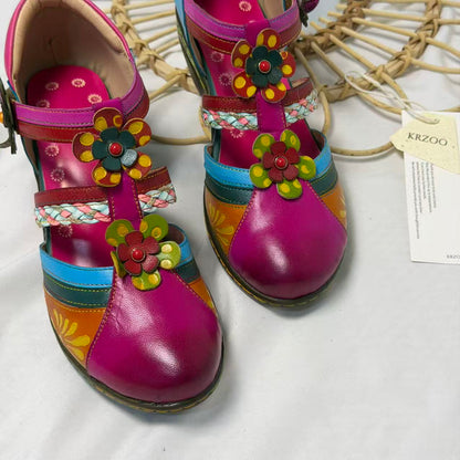 Floral Color-Block Wedge Heels