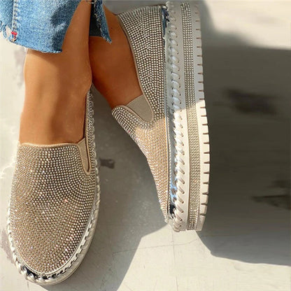 Casual Rhinestone Slip-on Loafers/ Sneakers