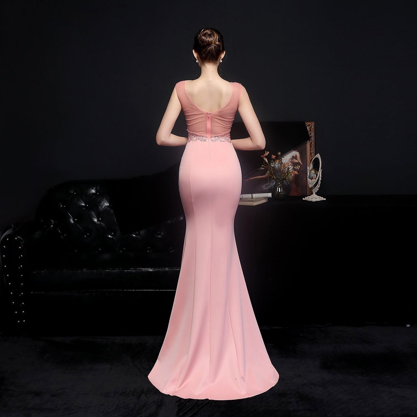 Amelia embroidered sequined fishtail dress