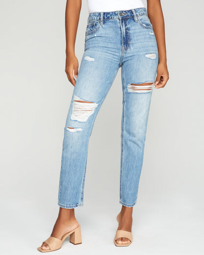 Caldecott High Waisted Distressed Mom Jeans