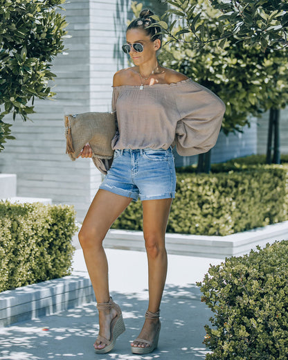 Allison High Rise Distressed Denim Shorts