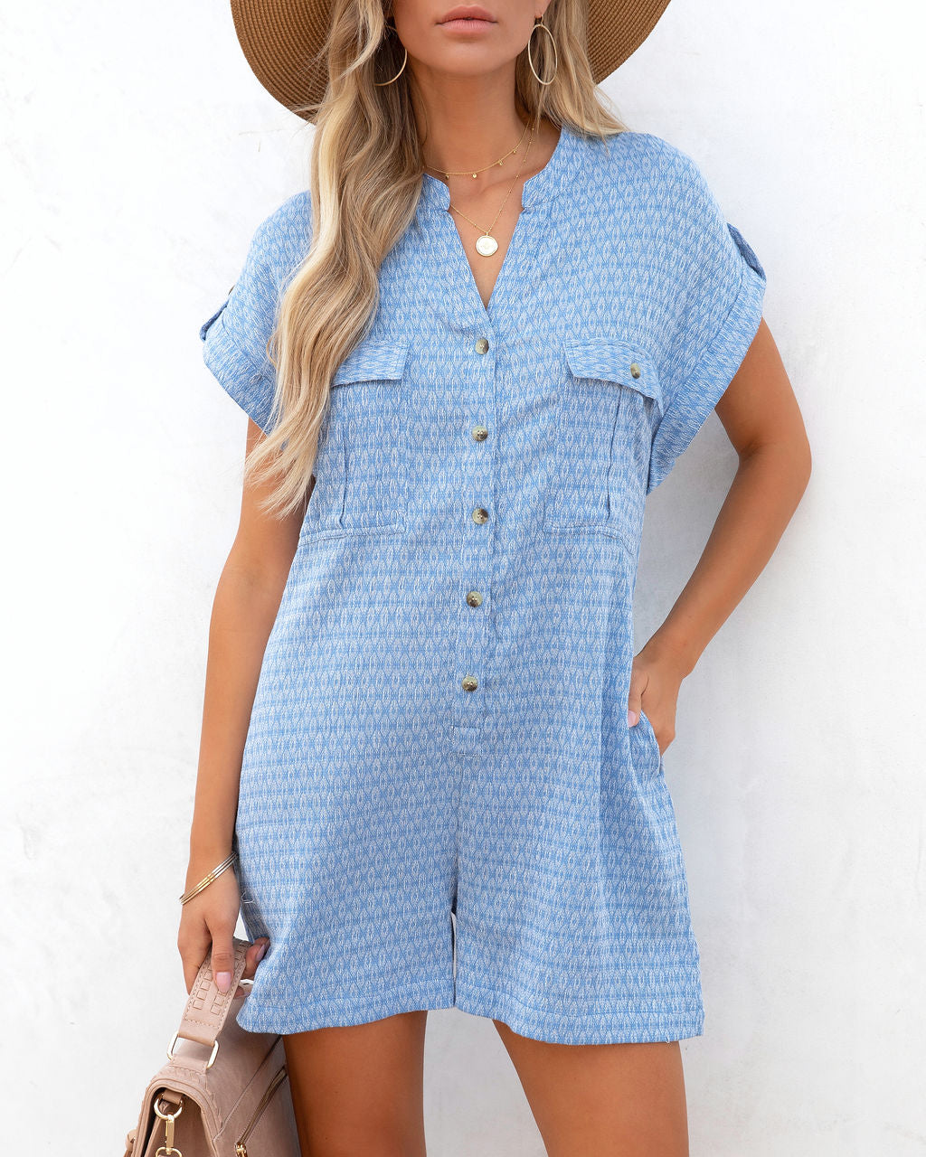 Fallen Breeze Ikat Cotton Pocketed Romper