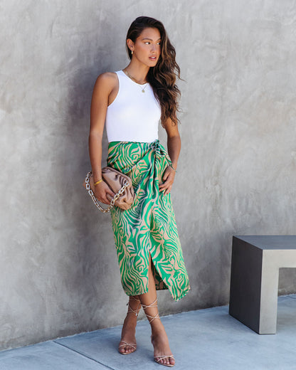Forrest Printed Wrap Midi Skirt
