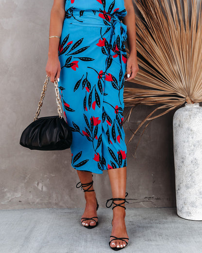 Give Your Best Printed Wrap Midi Skirt
