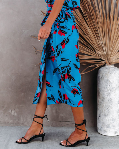 Give Your Best Printed Wrap Midi Skirt