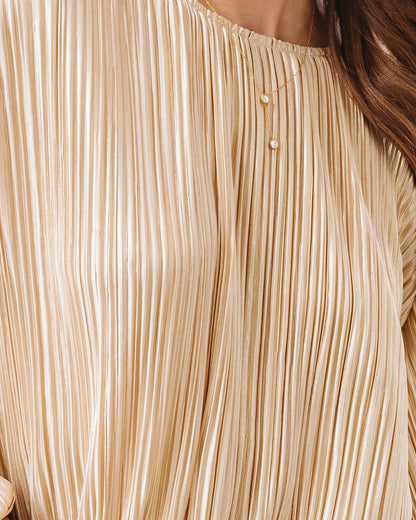 Good Vibes Only Plisse Metallic Romper - Gold
