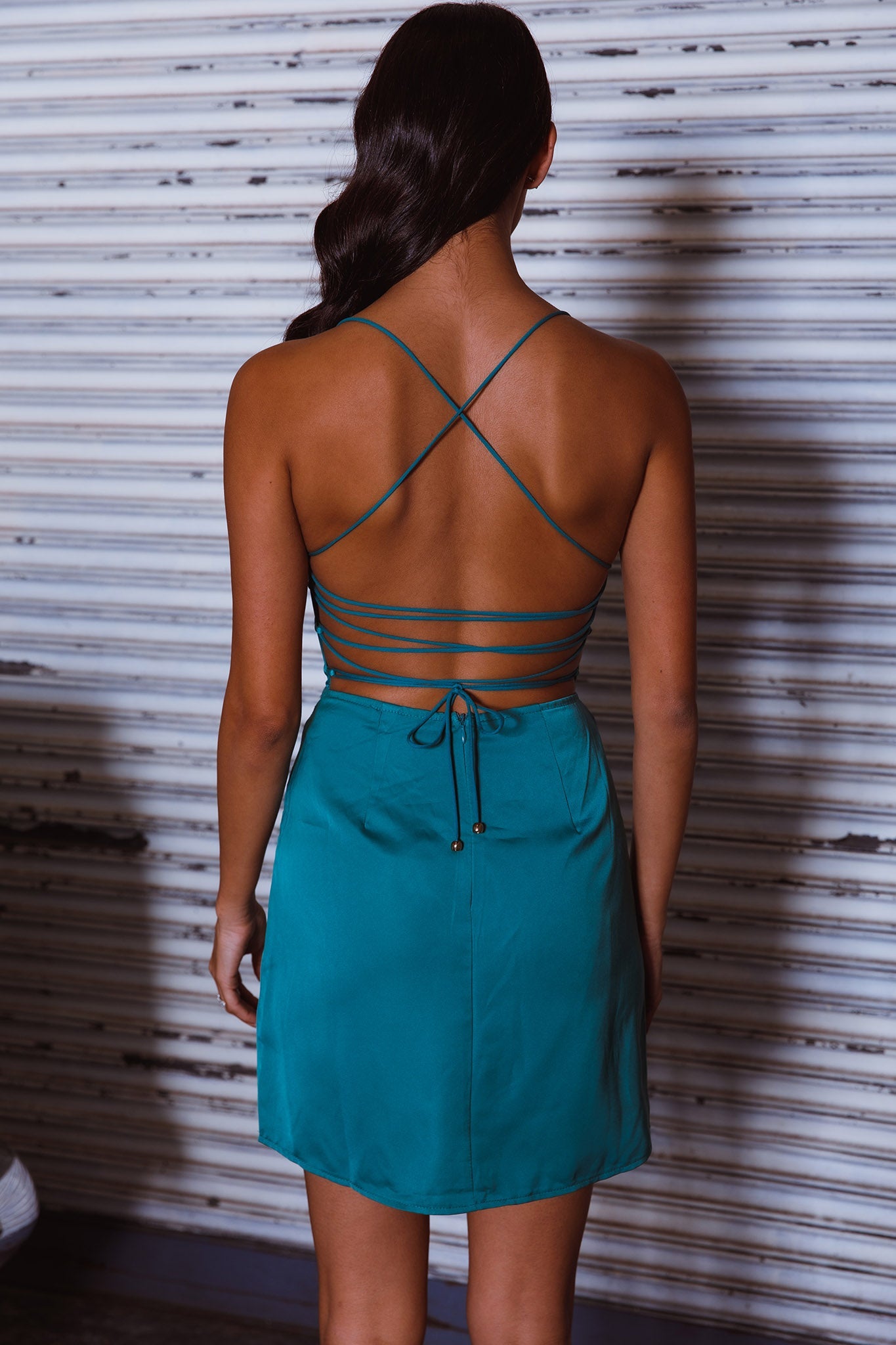 Lost In A Dream Pintuck Bust Mini Dress Green