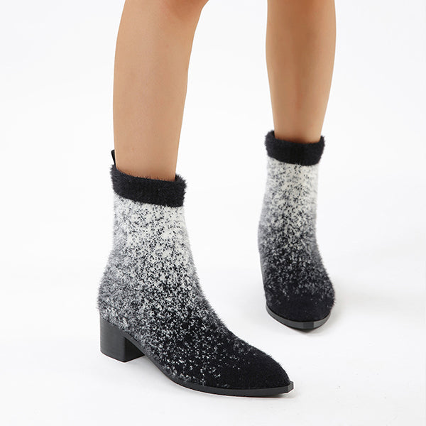 Chic Block Heeled Stretch Sock Boots
