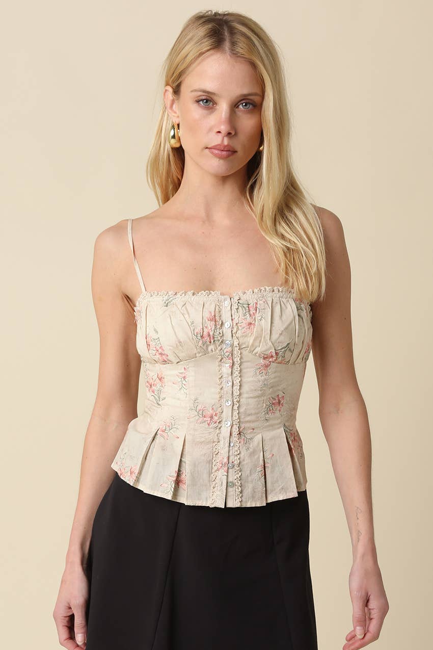 Alyssa Smocked Corset Cami Top