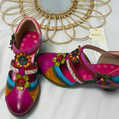 Floral Color-Block Wedge Heels
